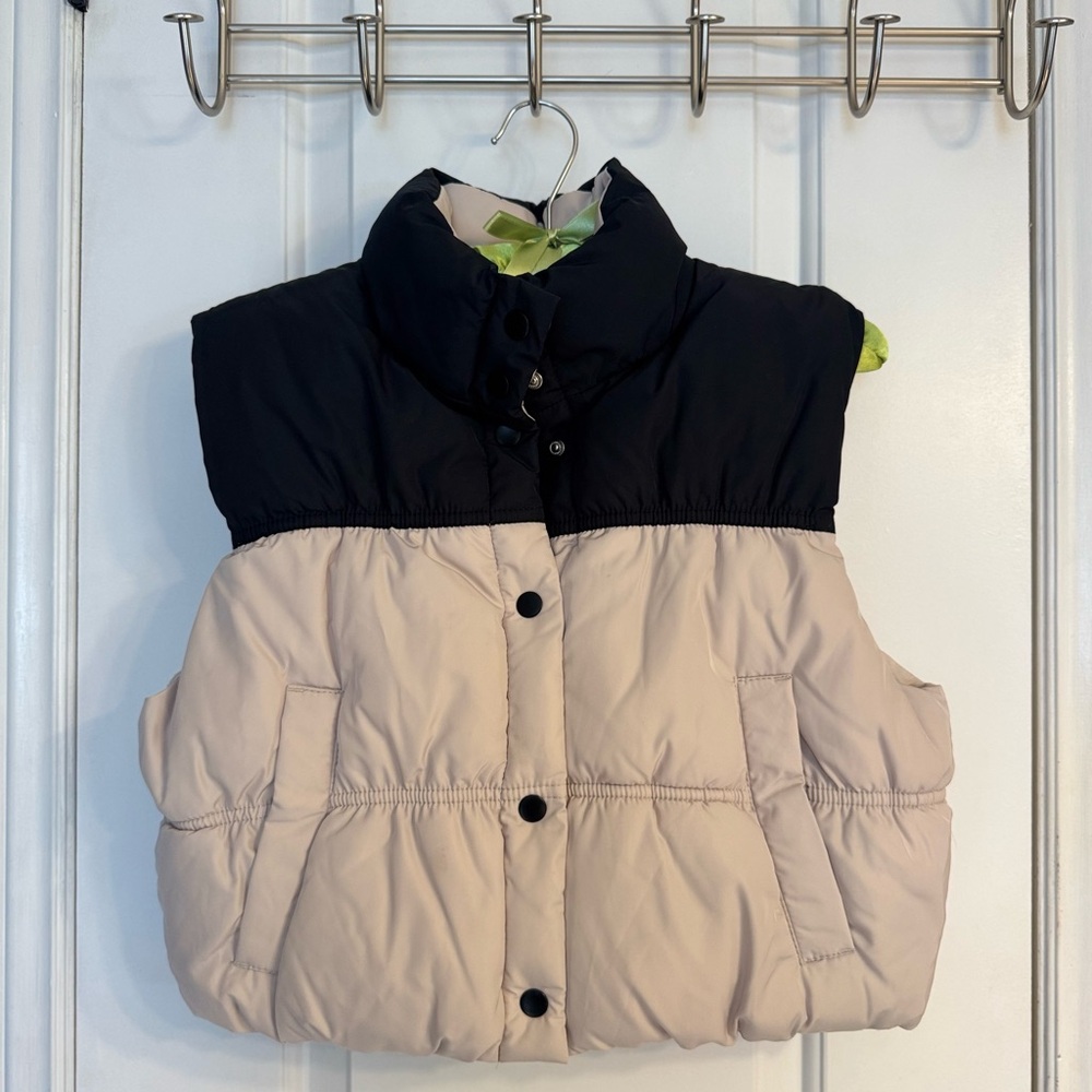 Black and Beige Puffer Vest
